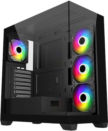 FSP/Fortron M340 Gaming Midi Tower Κουτί Υπολογιστή με Πλαϊνό Παράθυρο και ARGB Φωτισμό Μαύρο