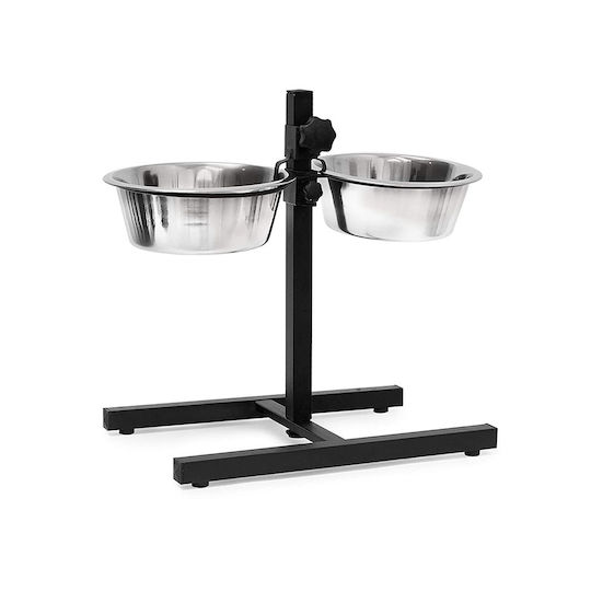 Relaxdays Bol din oțel inoxidabil Mâncare pentru Câine & Pisică pe Bază 2x 1.55lt 42cm