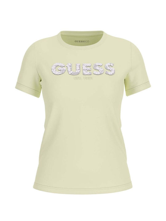 Guess Women's Cotton Short Sleeve Top Pastel Lime