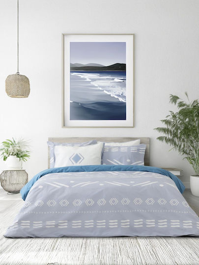 Nima Raiza Coverlet Queen Size Cotton Grey, Blue 220x240cm