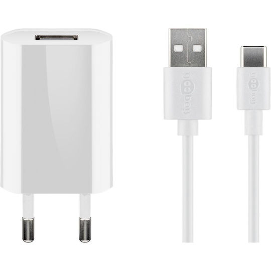 Goobay Ladegerät mit USB-A Anschluss und Kabel USB-C 5W Weißs (45300)