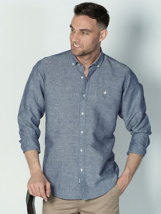 Dors Long-sleeved Linen Shirt Light Blue