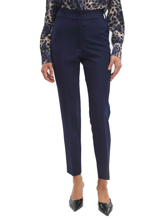 Damen Hoch tailliert Stoff Hose Navy