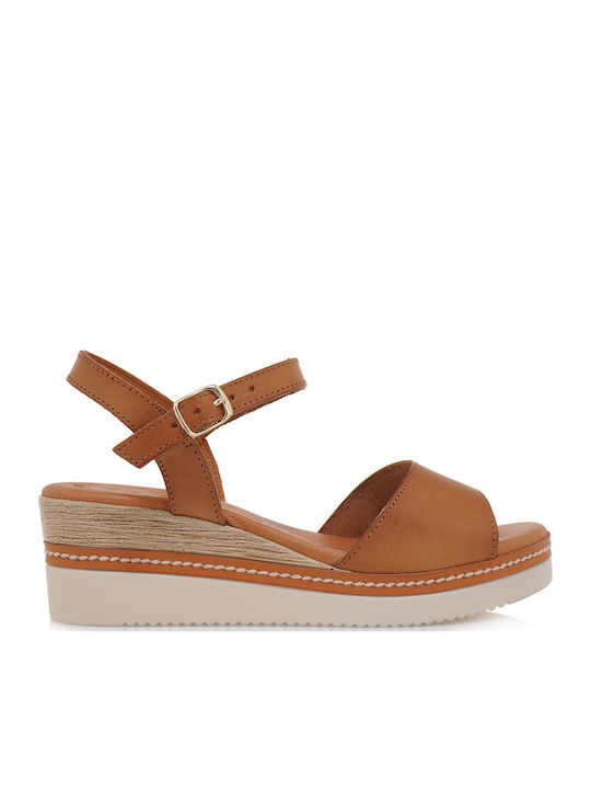 Women's Leather Platform Shoes Tabac Brown