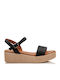 Women's Leather Platform Shoes Black
