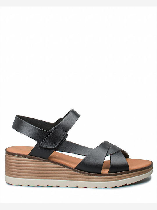 Women's Leather Platform Shoes Black