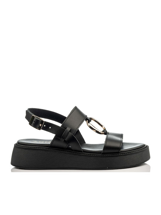 Women's Leather Platform Shoes Black