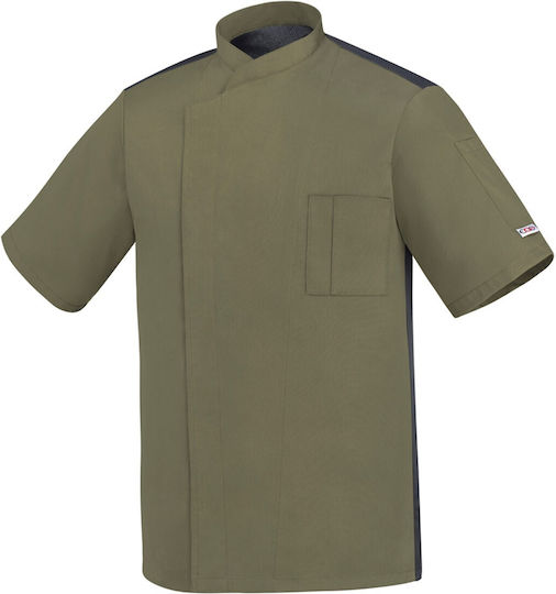 Egochef Chef Jacket Cotton Green with Short Sleeve Ottavio