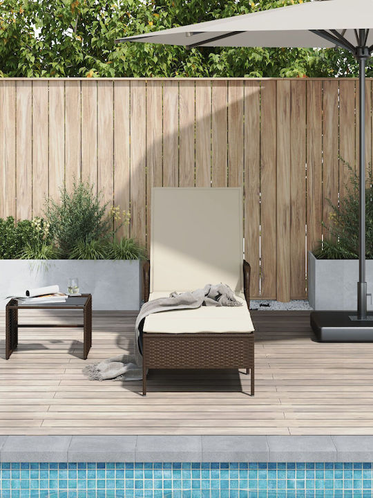 Градински и басейнови шезлонги Rattan с Възглавница Кафяв 157x55x92см