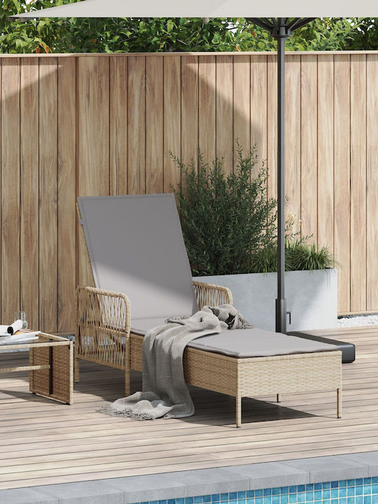 Ξαπλώστρα Rattan με Μαξιλάρι Μπεζ 157x55x92εκ.