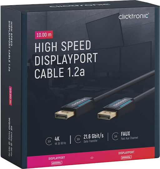 Clicktronic Cable DisplayPort male - DisplayPort male 10m Μαύρο