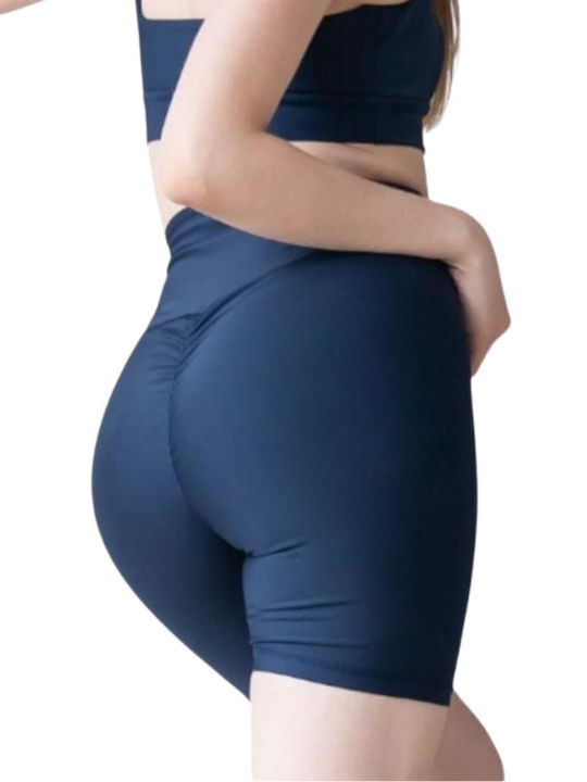 Lismina Women's Legging Shorts High Waisted Push Up Navy Blue Q