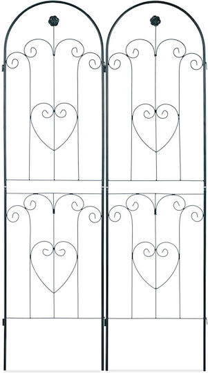 Set 2 arcade metalice pentru grădină, flori cățărătoare, verde închis, 180 x 50 cm, model A Relaxdays