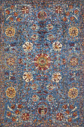 Klonaras Aurora 9257 Teppich Rechteckig Synthetisch,Polyester/Cotton/Leather Blau