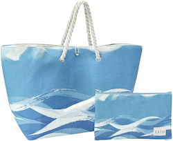 Estia Tranquil Tides Stoff Strandtasche Blau