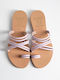 Leder Flache Sandalen für Damen Lilac