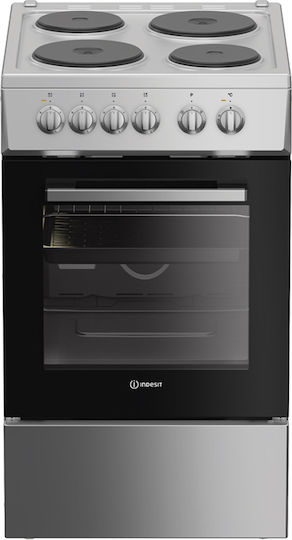 Indesit Κουζίνα 55lt με Εμαγιέ Εστίες Π50εκ. Inox