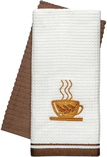 Beauty Home Tea Towel from 100% Cotton in Brown Color 40x60cm 2pcs