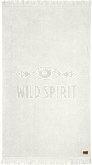 Nima Jacquard Cotton Ecru with Fringes Beach Towel 160x90cm