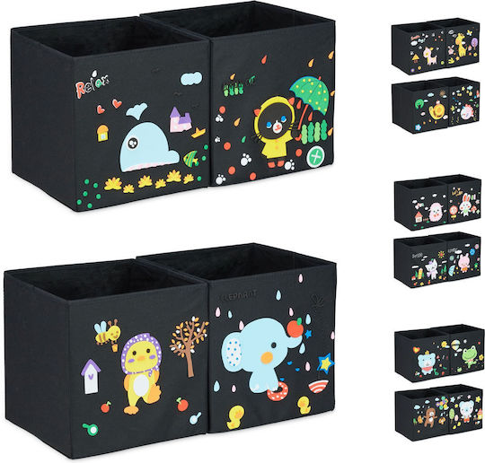 Relaxdays Fabric Storage Box with Lid 4 Pieces