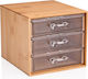 Козметична кутия с 3 чекмеджета от бамбук 13.8x12.3x11см 8711252241593