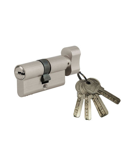 SP Souliotis Security Lock Cylinder Tiger 6 Dynamic 70mm (40-30) With Knob And 5 Silver Keys