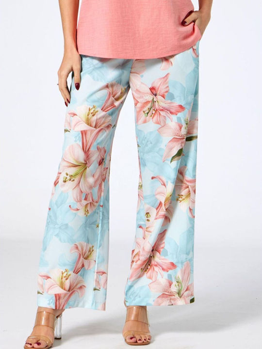 Γυναικεία Παντελόνα Floral Ltblue