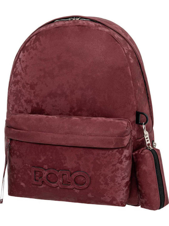 Polo Cozy Σχολική Τσάντα Πλάτης Γυμνασίου - Λυκείου Bordeaux με Θήκη για Παγούρι 20lt 2025