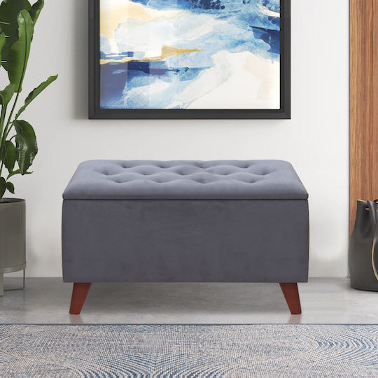 Bench Stool With Storage Space Lotus Charcoal 90x40x50cm