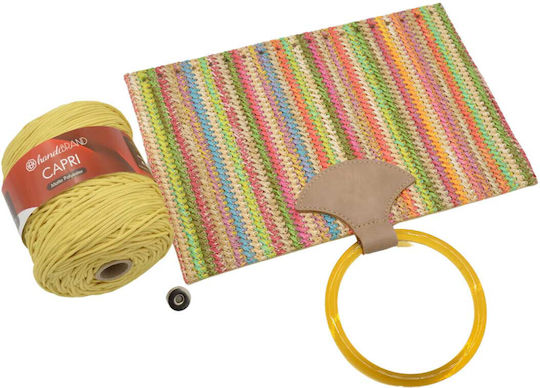 Fold Multicolor Straw Kit Green Resin Handle Capri Yarn 300g Yellow