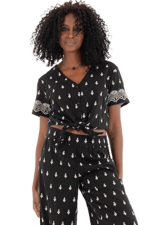 Only Women's Linen Sleeveless Shirt Black