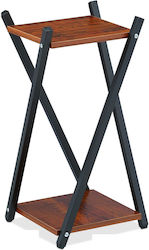 Wood Steel Flower Stand 2 Shelves 57 X 29 X 29 Cm Black Brown Wood Steel Flower Stand 2 Shelves 57 X 29 X 29 Cm Black Brown