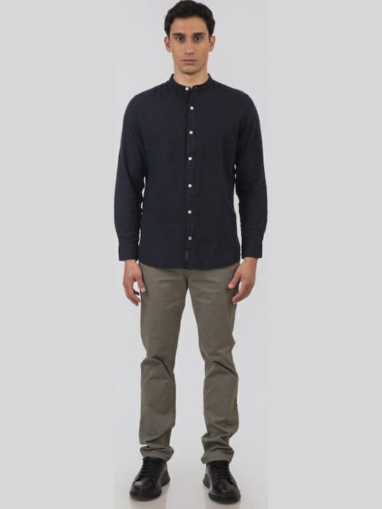 Long-sleeved Linen Shirt D.k Navy