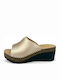 Women's Leather Platform Shoes Gold