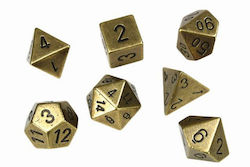 Chessex Metal Polyhedral Old Brass 7-dice Set Chessex Metal Polyhedral Old Brass 7-dice Set