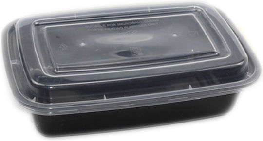 Recipient pentru microunde tip american + Capac 1600ml 50buc Negru