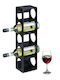 Suport pentru sticle de vin din bambus, 5 sticle, negru, 53 x 14 x 12 cm