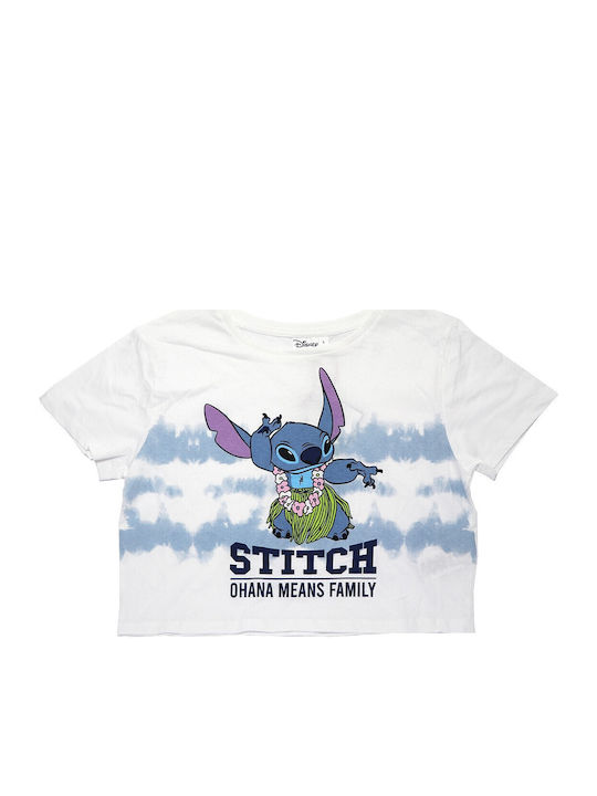 Disney Lilo & Stitch Βαμβακερό Γυναικείο Crop Top Υε35025 Λευκό