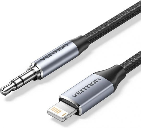 Vention Braided 3.5mm to Lightning Cable Γκρι 1m BMCHF