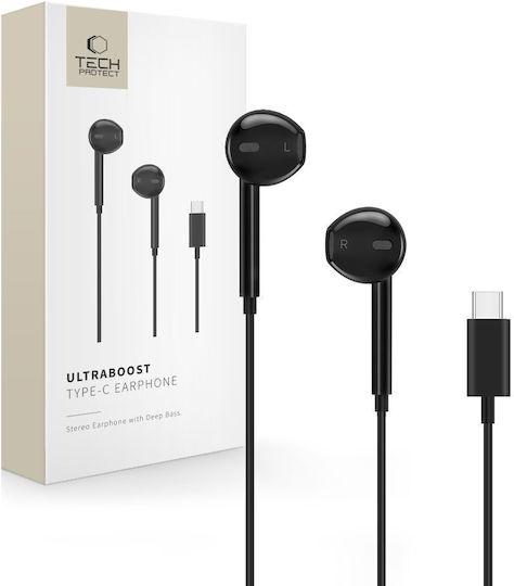 Tech-Protect Ultraboost Earbuds Handsfree Ακουστικά με Βύσμα USB-C Μαύρο