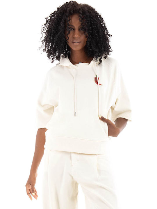 Women's Sweatshirt Hooded Ecru