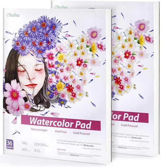 Set 2 Caiete de Schiță Artistice Ohuhu Bloc de Acuarelă 36 Foi 72 Pagini Marker Acuarelă Pix Creion