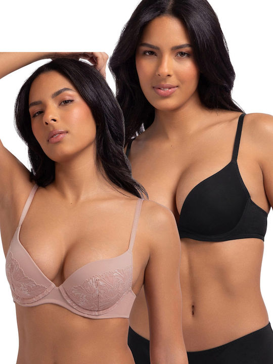 Push Up Bra Underwire Pink-black