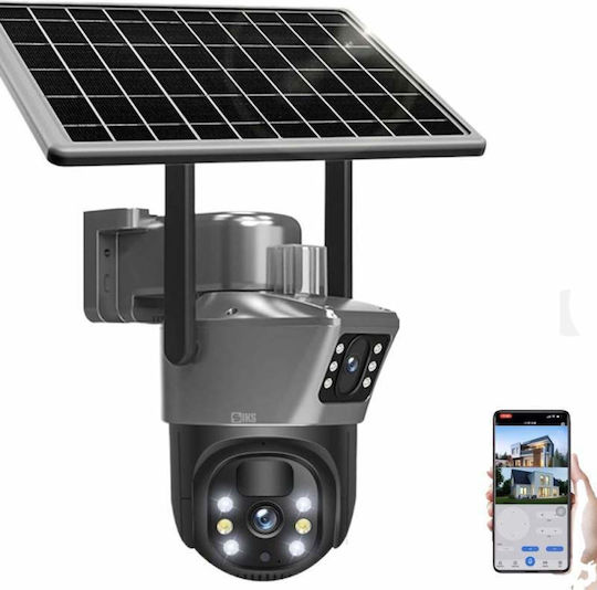 Cameră De Supraveghere IP Wi-Fi/4G Full HD+ 3MP Rezistentă La Apă Cu Baterie Și Difuzor Gri