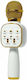 Microfon Karaoke Wireless Siks Portabil Difuzor Încorporat Card Micro SD USB Radio FM Înregistrare Multifuncțional Alb Auriu