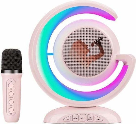 Karaoke Speaker with Wireless Microphone and Lighting Effects Pink