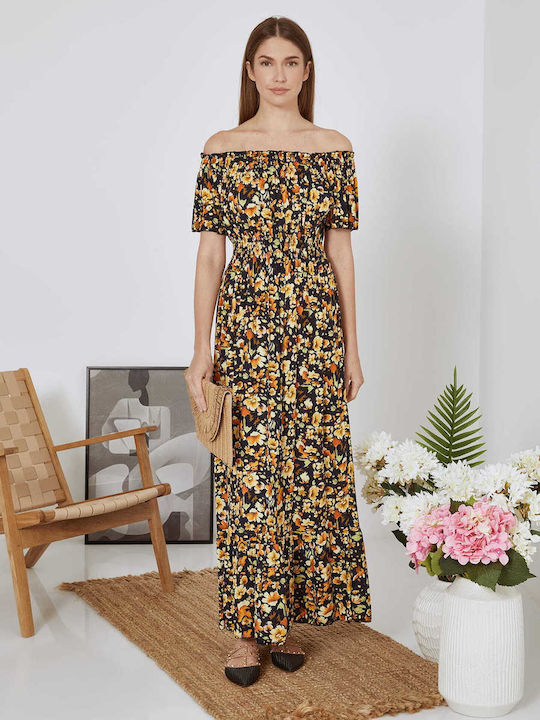 navy blue and yellow maxi dress Breezy Tie Dye Maxi Dress - Navy/combo