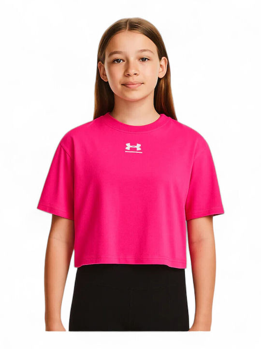 Under Armour Kids' Crop Top Short Sleeve Fuchsia 1389755-681