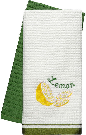 Beauty Home Tea Towel from 100% Cotton in Green Color 40x60cm 2pcs