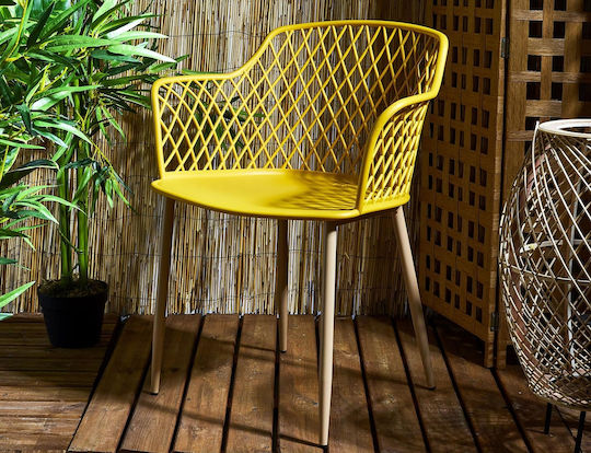 Scaun de exterior Plastic Malaga Galben 54.1x62.2x80cm